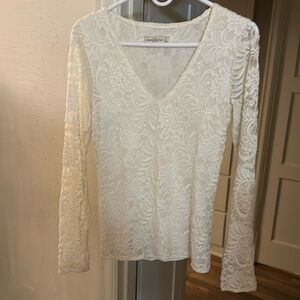 Abercrombie and Fitch cream lace long sleeve shirt